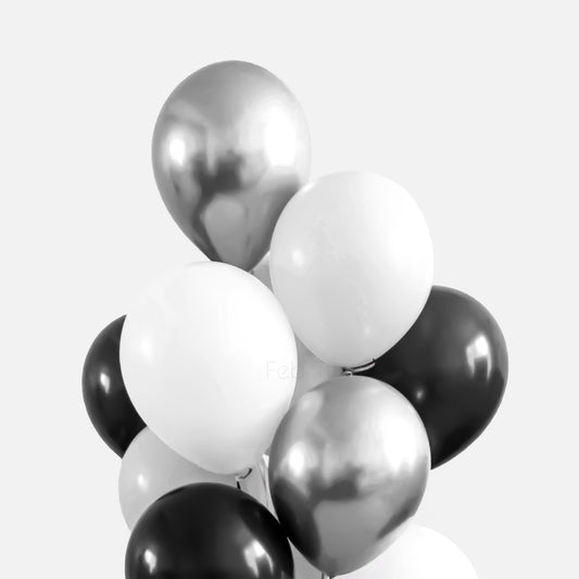 黑白銀色乳膠氣球